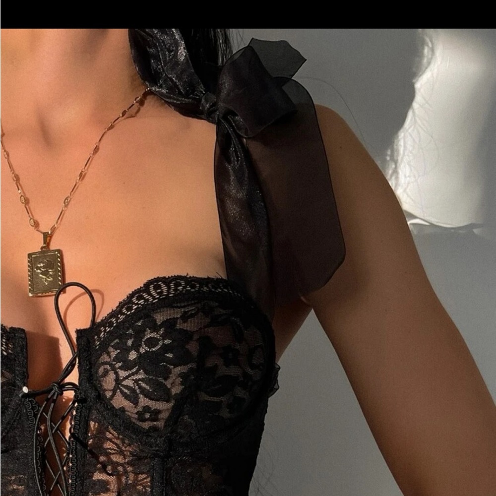 Black Lace Floral Corset Top New - Picture 4 of 12